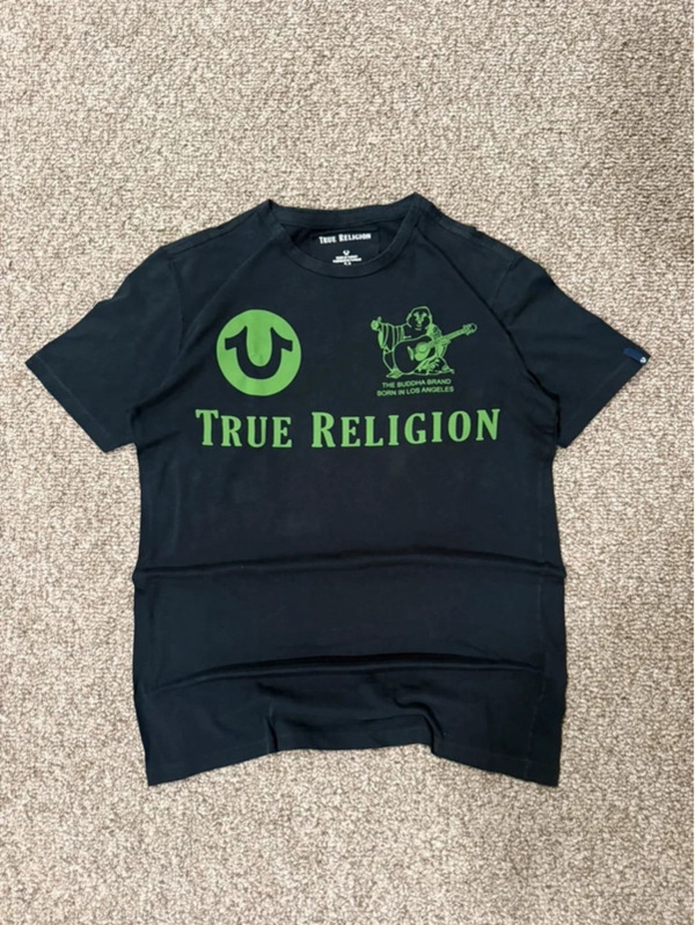 True Religion black & green graphic tee size S